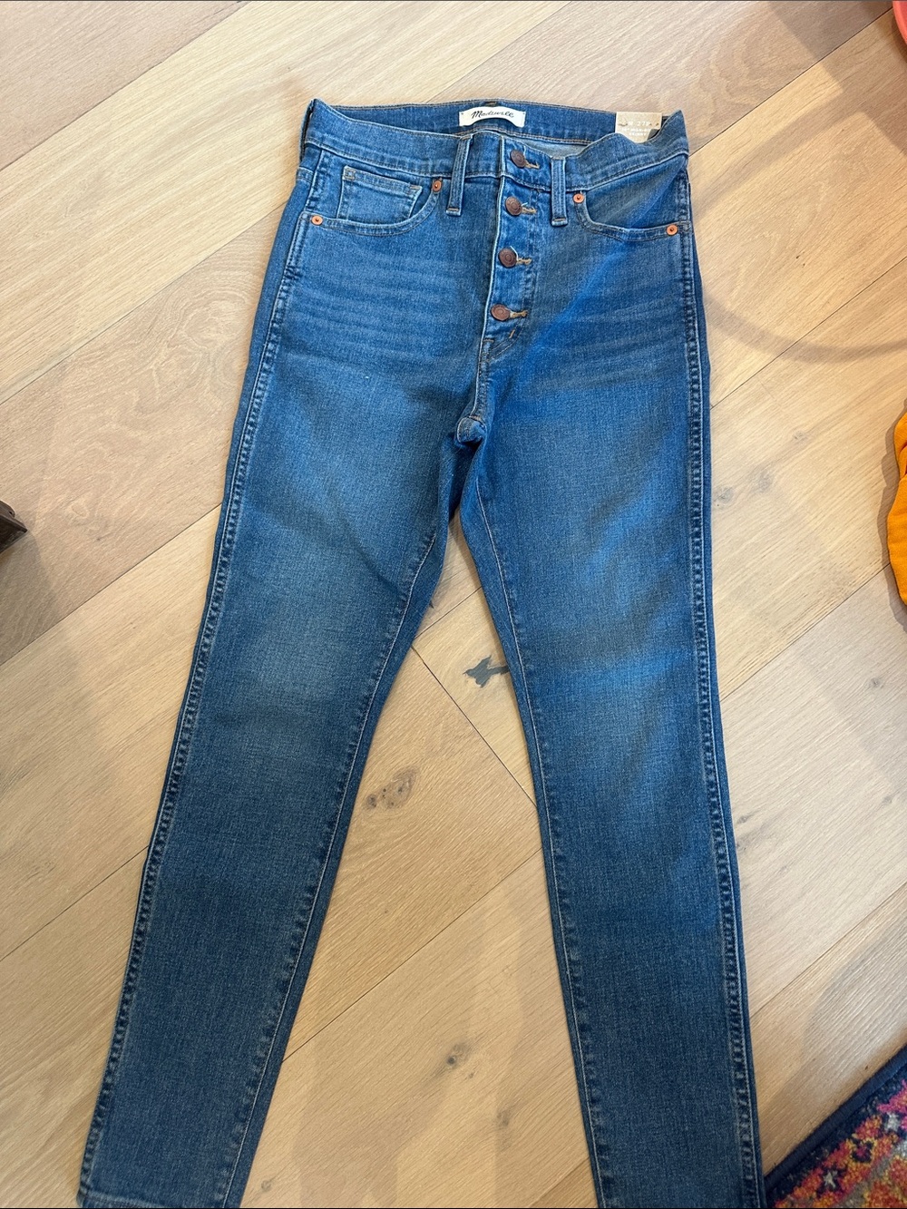 Madewell Blue Button-Fly High-Rise Skinny Jeans